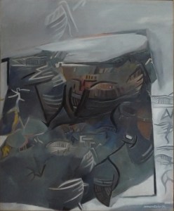 1992   -   Etel   huile sur bois enduit gravé  81 X 65 