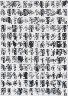 Grande composition au visage acrylique sur monotype 66 x 47