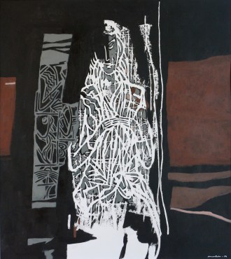 La médaille acrylique sur monotype sur papier 75 x 66