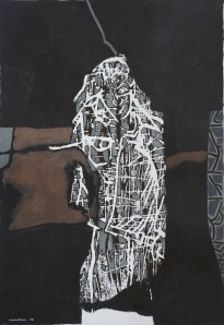 L'homme accoudé acrylique sur monotype sur papier 64 x 44