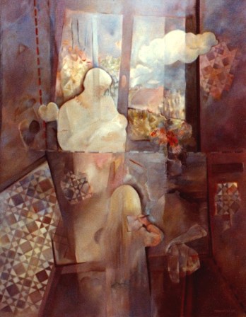 1982   -   Scène d’intérieur au carrelage  Huile sur toile   148 X 114 SALON D’AUTOMNE Paris 1982 